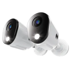 Refurbished Add On Wired 4K Deterrence Cameras with 2-Way Audio - 2 Pack - White