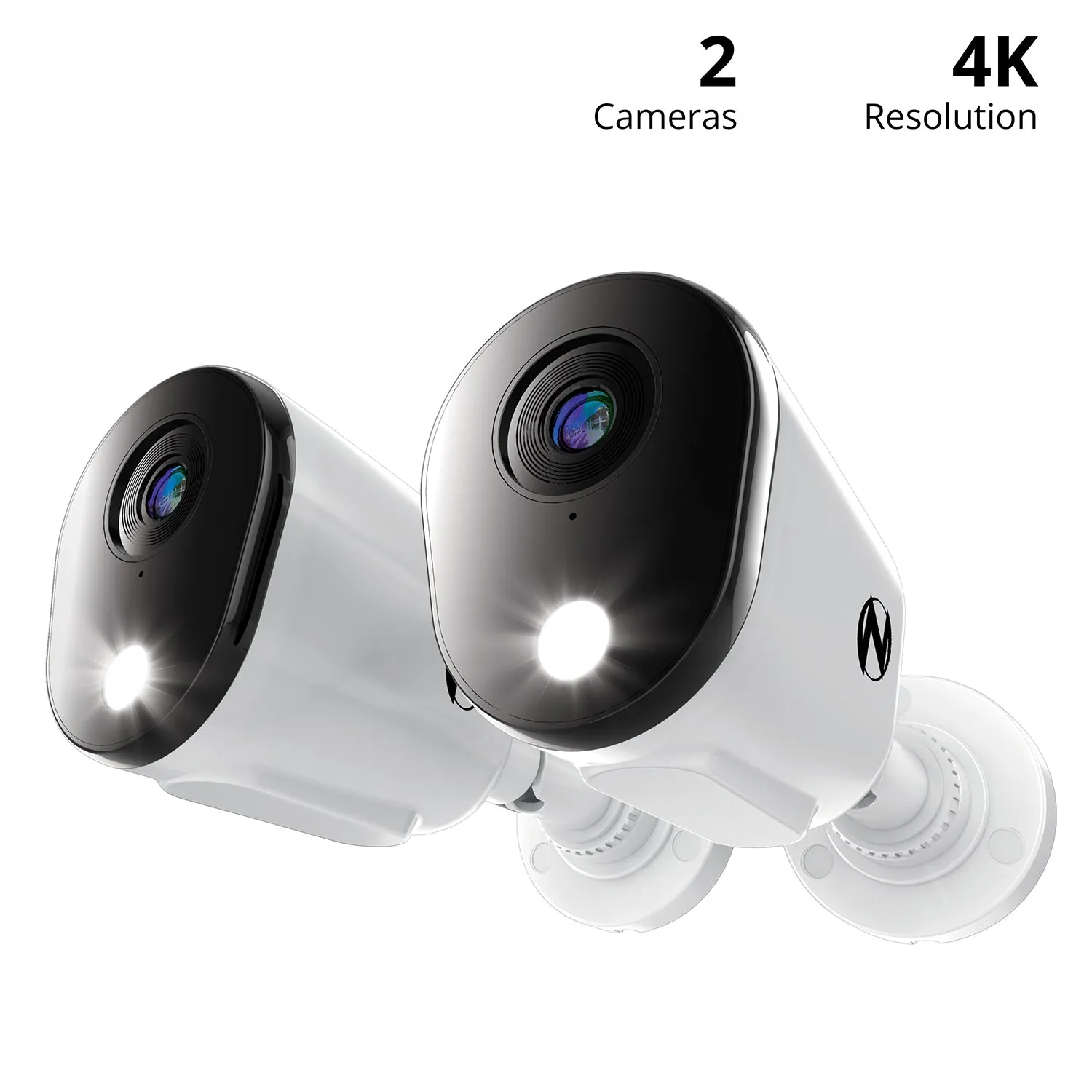 Refurbished Add On Wired 4K Deterrence Cameras with 2-Way Audio - 2 Pack - White