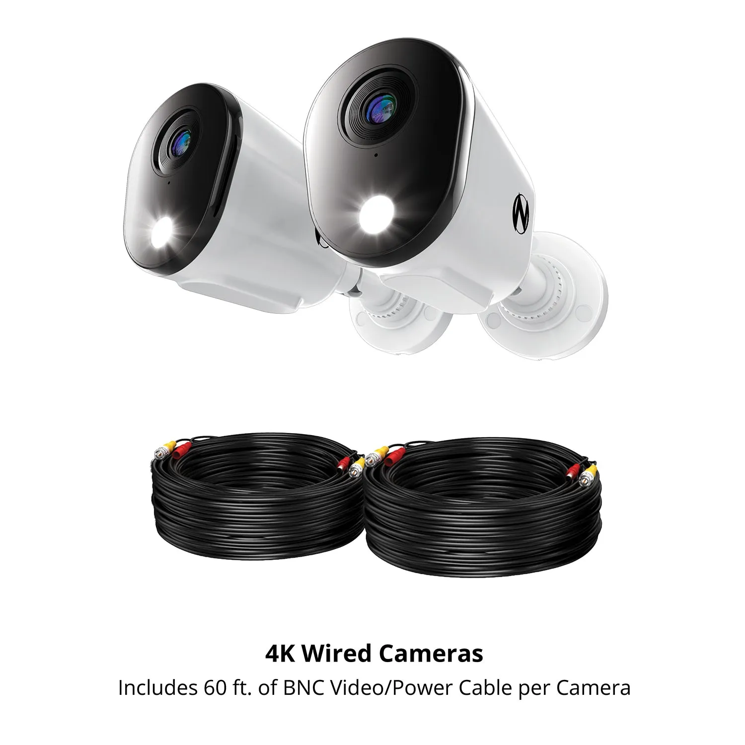 Refurbished Add On Wired 4K Deterrence Cameras with 2-Way Audio - 2 Pack - White
