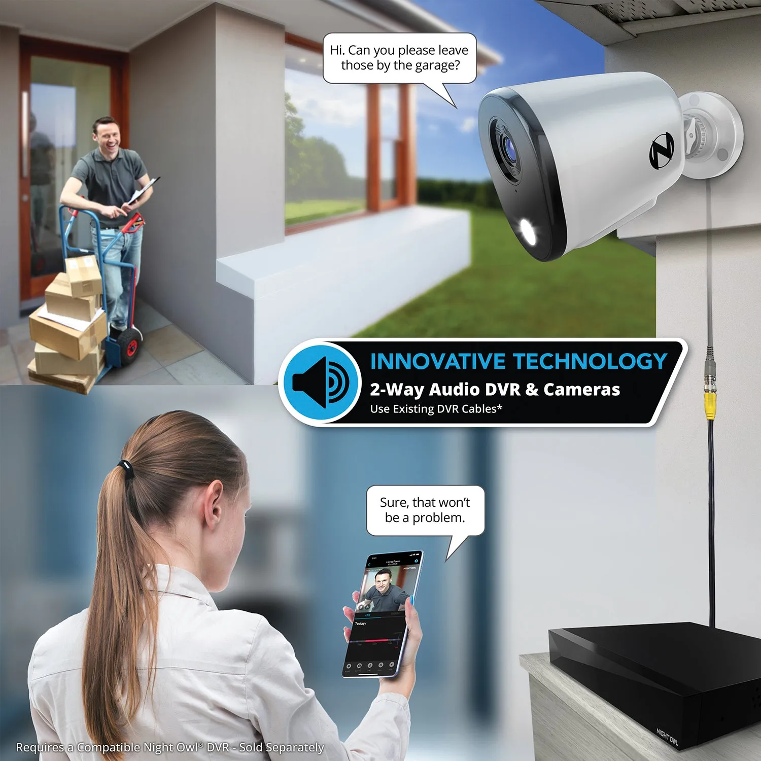 Refurbished Add On Wired 4K Deterrence Cameras with 2-Way Audio - 2 Pack - White