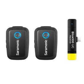 Saramonic Blink 500 B6 2-Person Wireless Clip-On Mic System with Lavalier & USB-C Receiver for Android Devices & more