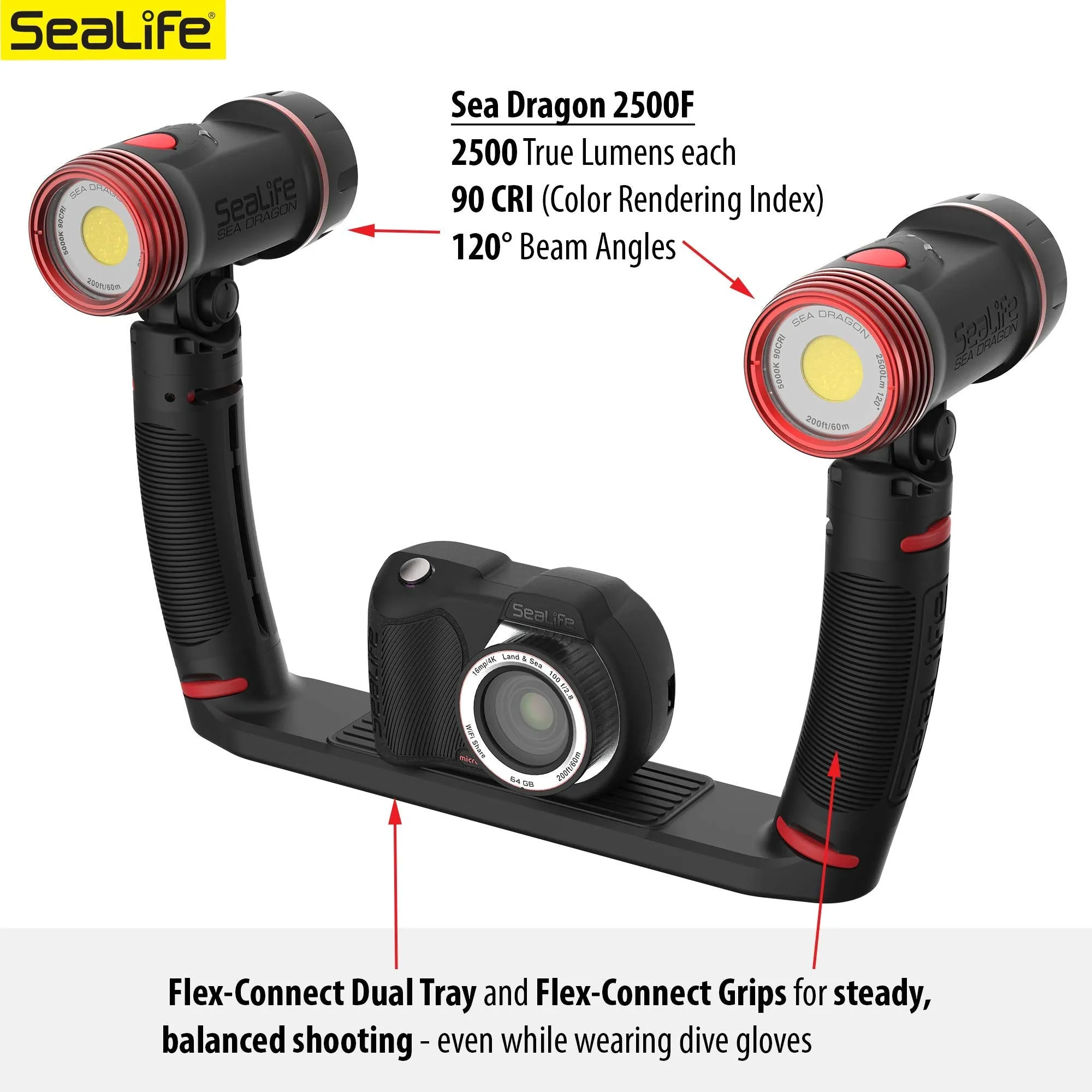 SeaLife Micro 3.0 Pro Duo 5000 Set Underwater Camera & Dual Light Set for Photography and Video, Easy Set-up, Wireless Transfer, Includes Travel case