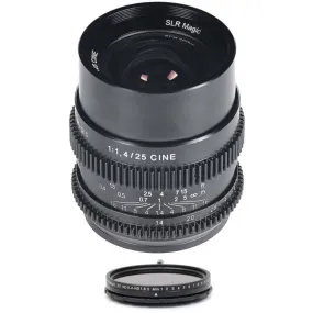 SLR Magic Cine Bundle 25mm f/1.4 Lens & 52mm Variable ND (II) for E Mount