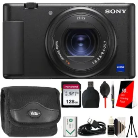 Sony ZV-1 Built-In Wi-Fi Digital Camera Black   128GB Accessory Kit