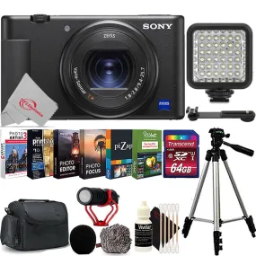 Sony ZV-1 Built-In Wi-Fi Digital Camera Black   64GB Accessory Kit