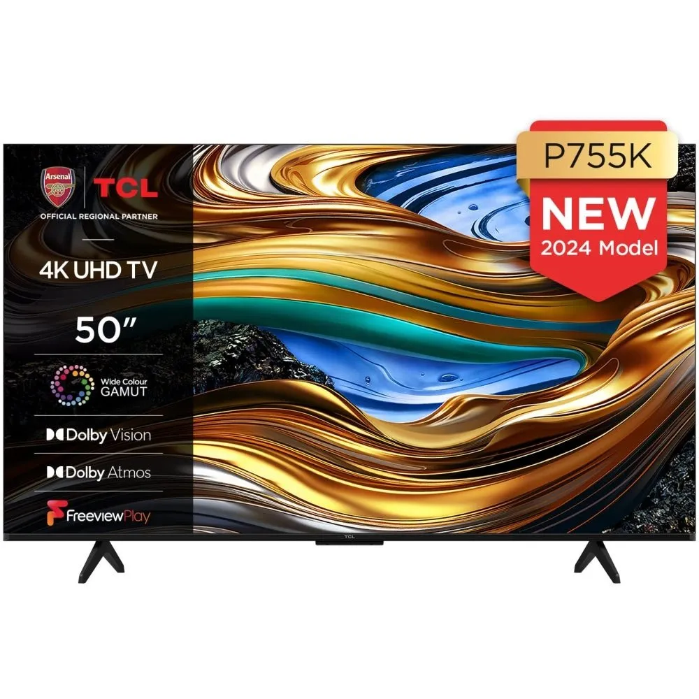 TCL 50P755K 50" LED 4K Ultra HD Smart TV, Grey, F Rated