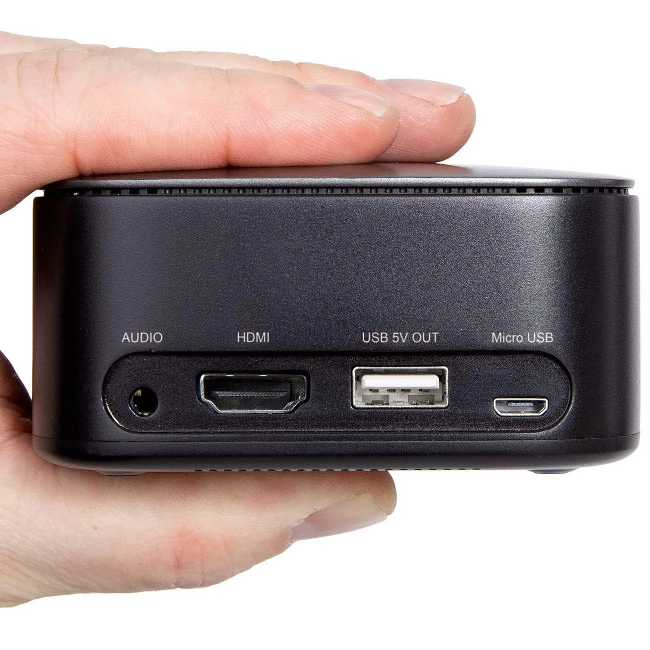 The Miroir M75 is a pocket-sized projector with built-in HDMI perfect for watching videos, sharing photos, movie nights, and outdoor events
