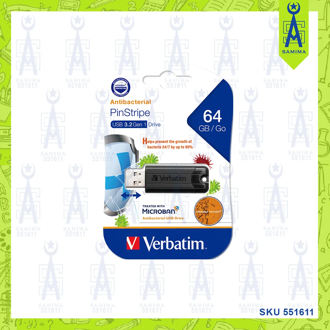 VERBATIM 64GB MICROBAN PINSTRIPE 3.2GEN1 66776