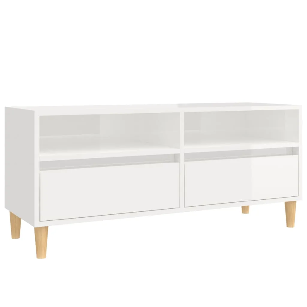 vidaXL TV Cabinet High Gloss White 100x34.5x44.5 cm Engineered Wood