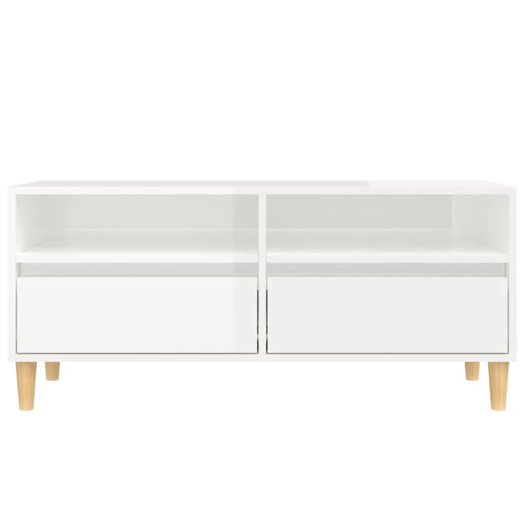 vidaXL TV Cabinet High Gloss White 100x34.5x44.5 cm Engineered Wood