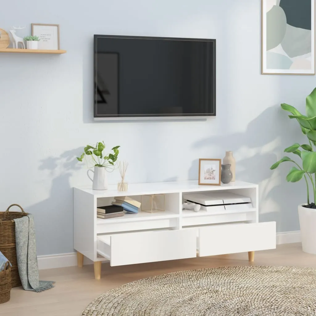 vidaXL TV Cabinet High Gloss White 100x34.5x44.5 cm Engineered Wood