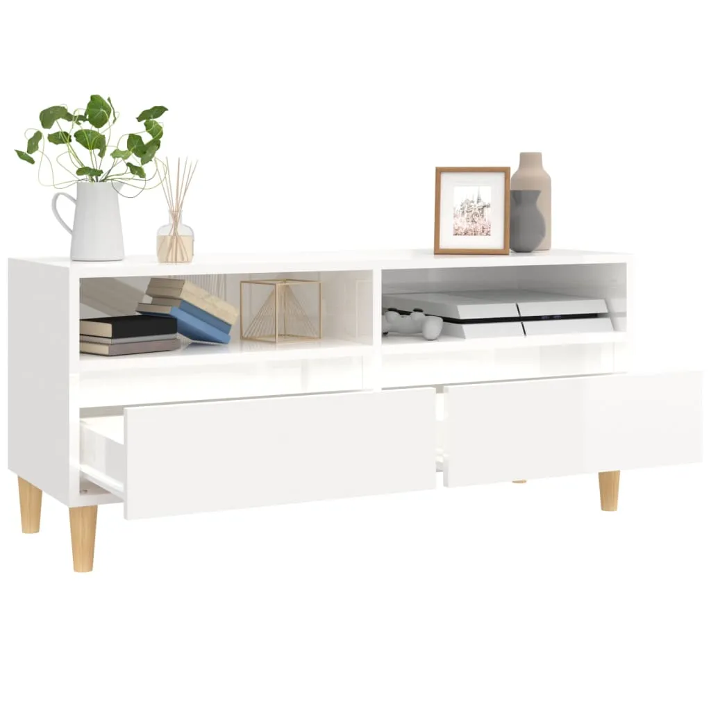 vidaXL TV Cabinet High Gloss White 100x34.5x44.5 cm Engineered Wood