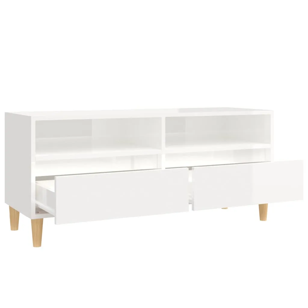 vidaXL TV Cabinet High Gloss White 100x34.5x44.5 cm Engineered Wood