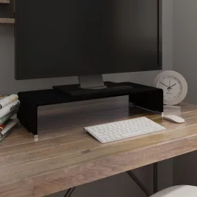 vidaXL TV Stand/Monitor Riser Glass Black 60x25x11 cm