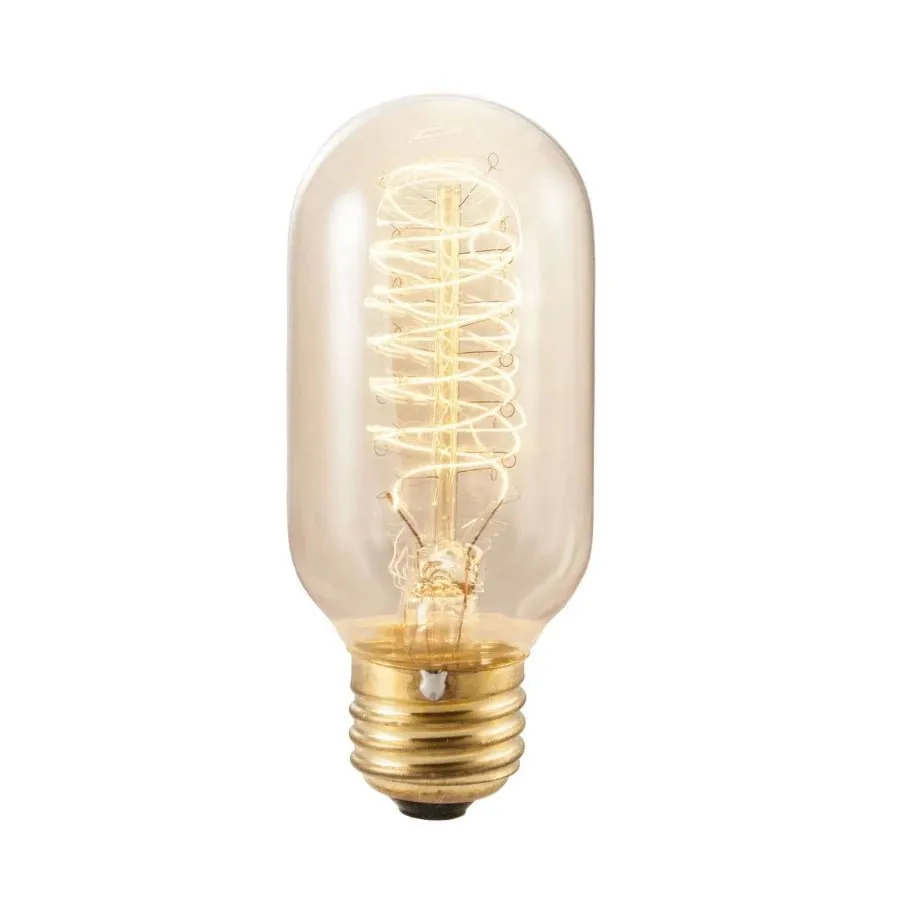 Vintage Light Bulb Spiral Filament T14 - 40 Watt - Clear