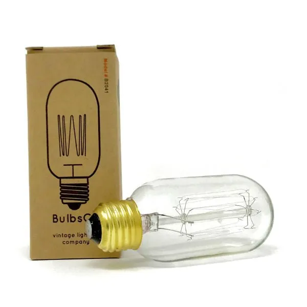 Vintage Light Bulb Squirrel Cage Filament T14 - 40 Watt - Clear