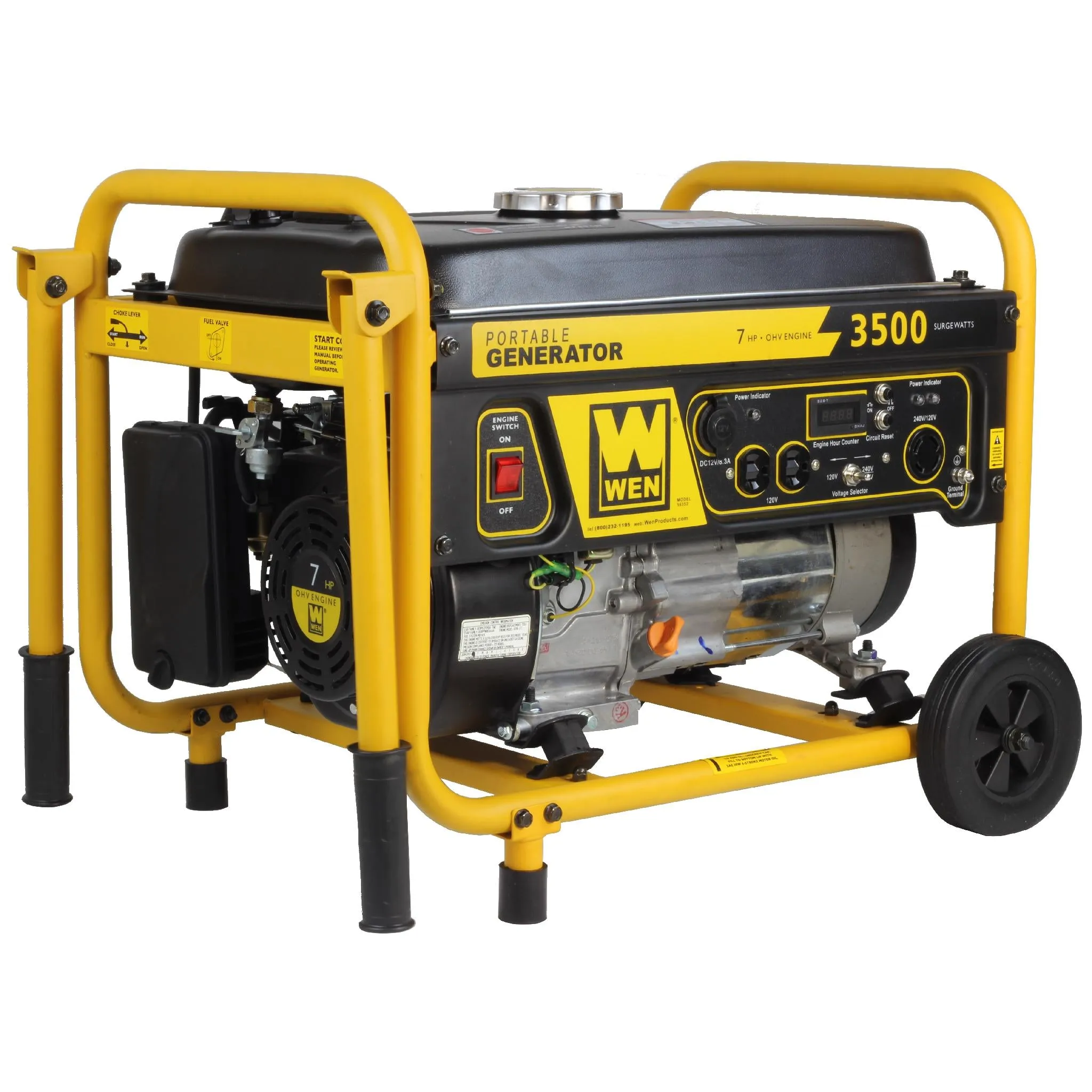 WEN 56352-CA 3500-Watt Gas Generator with Wheel Kit-CARB Compliant