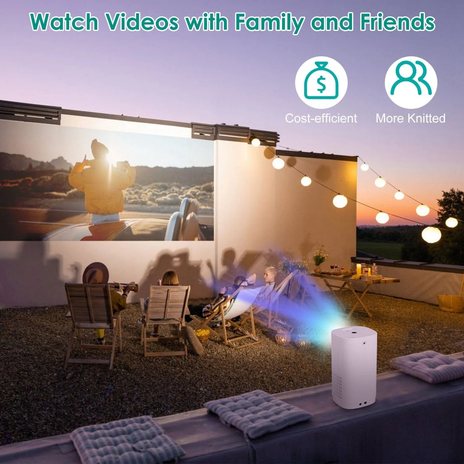 WiFi 1080P Projector Phone Projector Home Movie Projector Compatible with IOS Android iPads U Disk