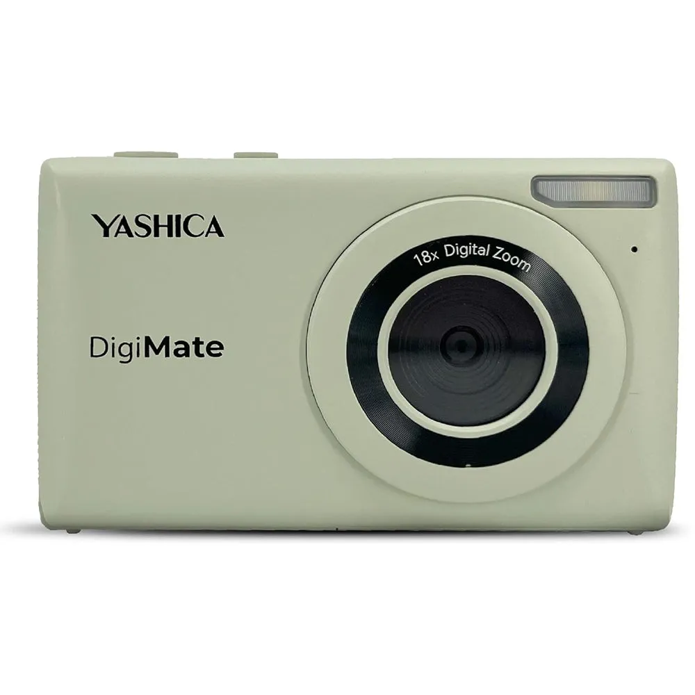 YASHICA DigiMate Compact Digital Camera Point and Shoot CMOS Sensor 64 Megapixel F/3.2 35mm 4K 30fps Video, Built-in Flash, 18x Digital Zoom, 650mAh Battery, Max 128GB TF / MicroSD Card Ports, 2.7" TFT Screen Display | Black, Green, White