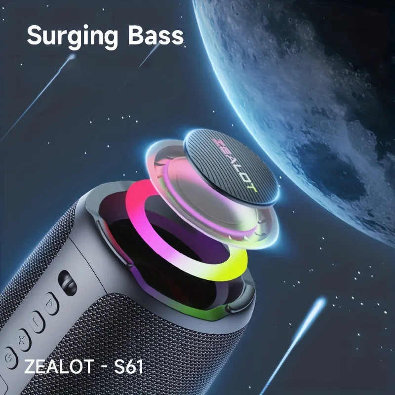 ZEALOT S61 Portable Wireless Speaker-20W Powerful Stereo Sound-RGB Lighting-3000mAh Long-Play Battery-Outdoor, Cycling, Parties