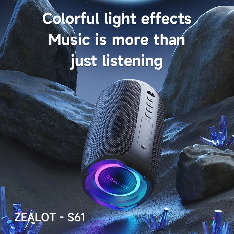 ZEALOT S61 Portable Wireless Speaker-20W Powerful Stereo Sound-RGB Lighting-3000mAh Long-Play Battery-Outdoor, Cycling, Parties